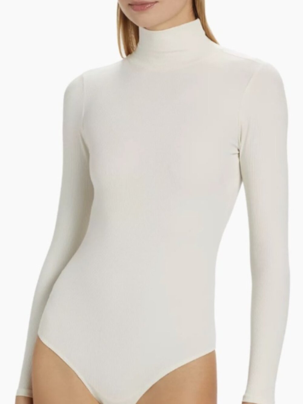 NWT SPANX Suit Yourself Ribbed Turtleneck Bodysuit Parchment 1X Long Sleeve